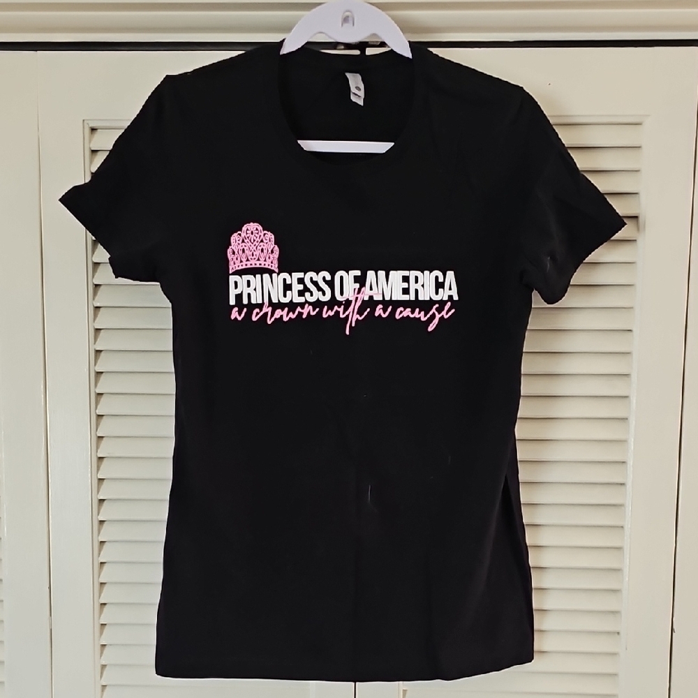 Black Graphic T-Shirt with Pink Text